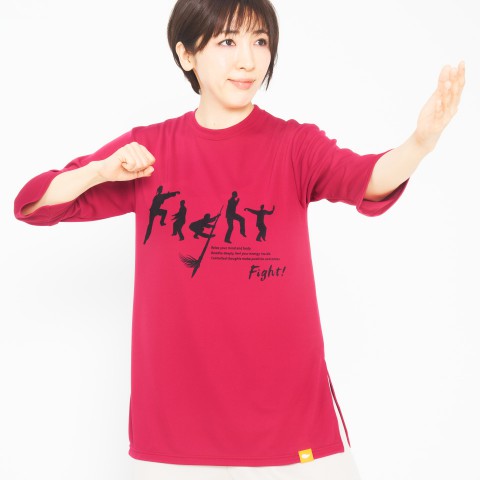 ドライクルーネック七分袖シャツ [FIGHT (ファイト) ] レッド